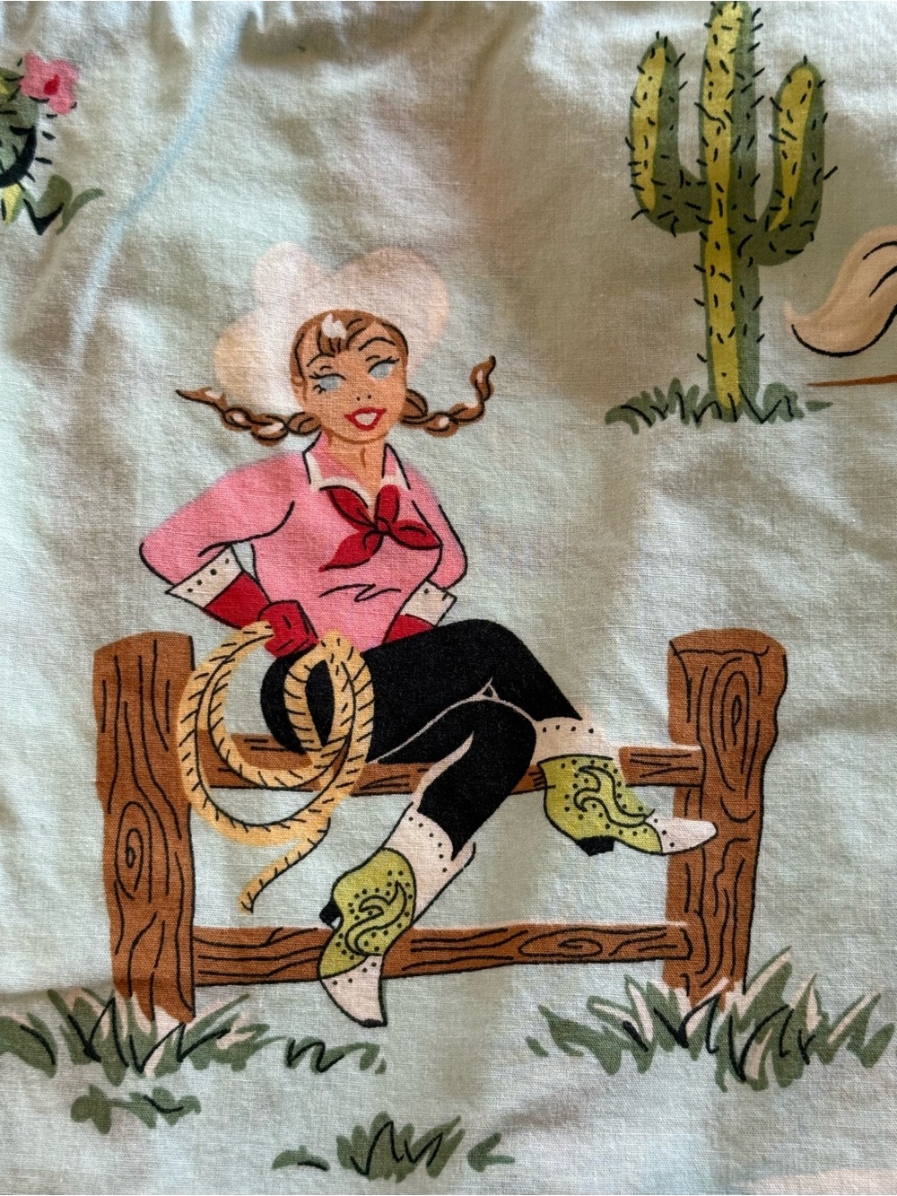 Nick & Nora Pajama Set Retro Western Print Cotton Tank & Shorts Sz M